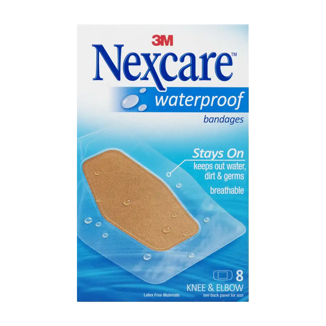 Nexcare 3M Bandages Waterproof Knee & Elbow, 8's