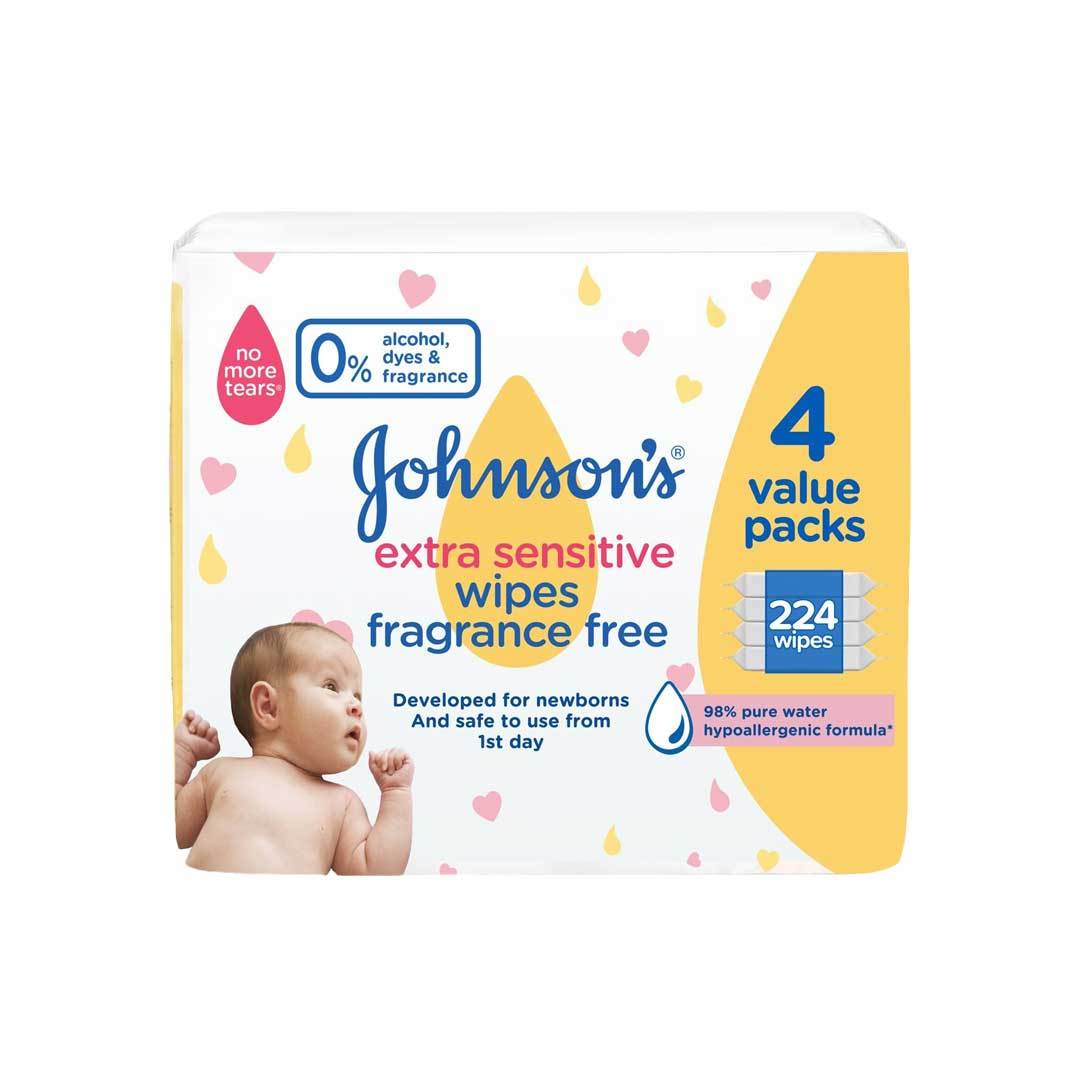 Johnson's Baby Wipes Extra Sensitive, 224's