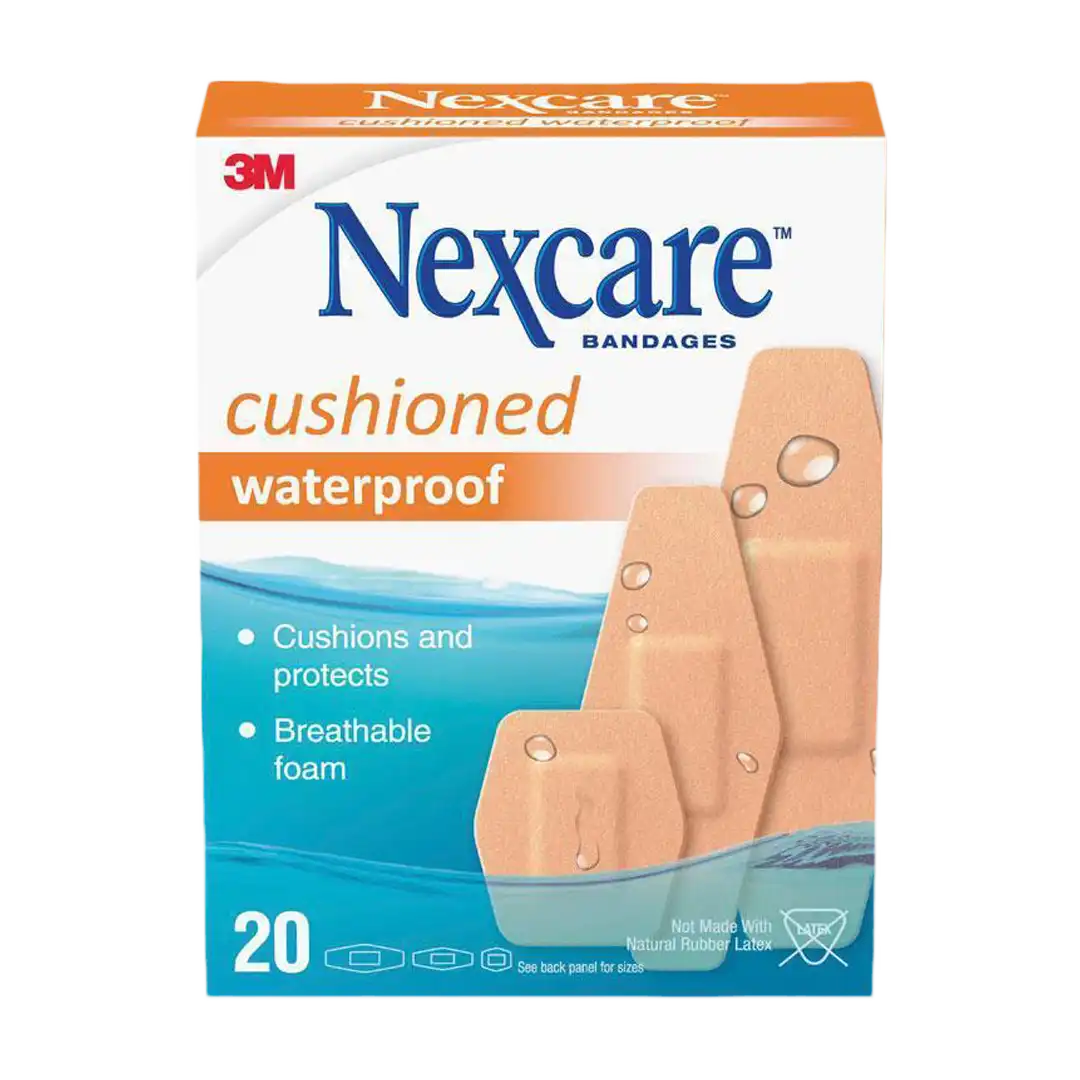 Nexcare 3M Waterproof Cushioned Foam Bandages Assorted Sizes, 20's