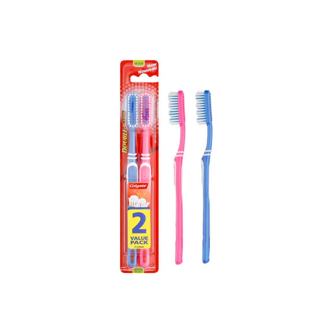 Colgate Double Action Toothbrushes Medium, 2 Pack