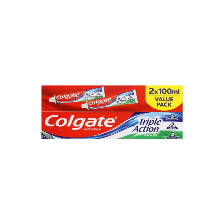 Colgate Triple Action Original Mint Toothpaste, 2 x 100ml
