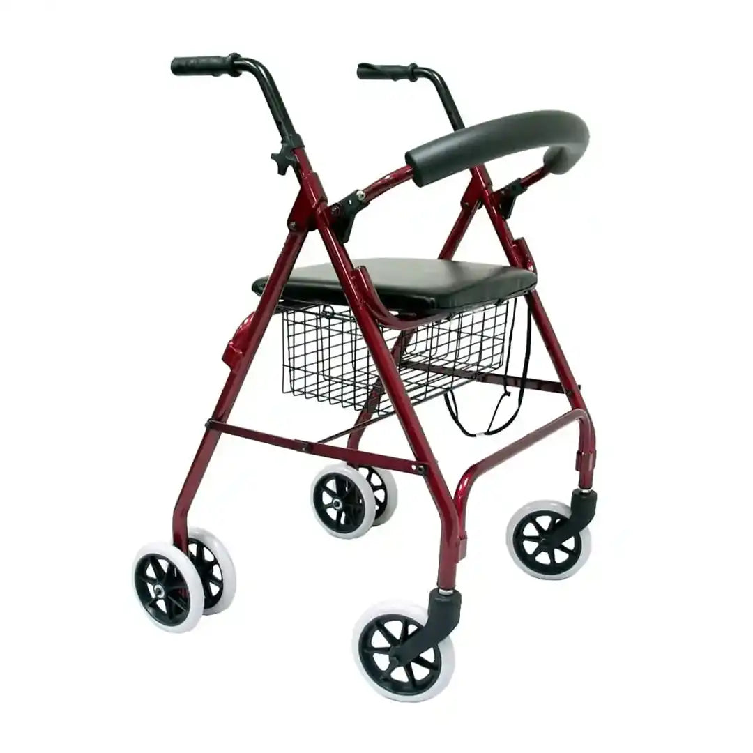 Walker/Rollator 4 Wheels with Basket Push Down