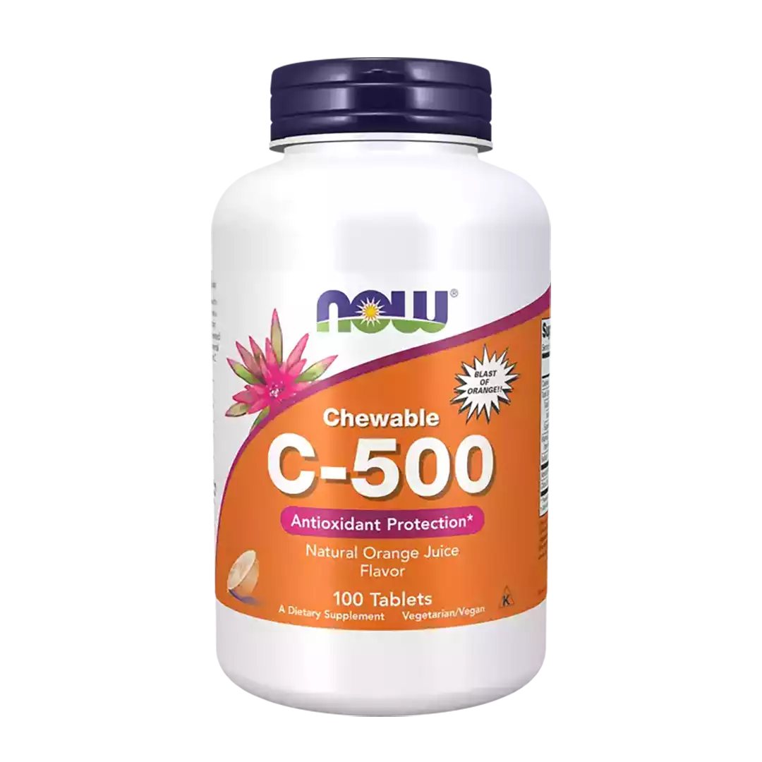 NOW Foods Vitamin C-500 Orange Chewable Tablets, 100's