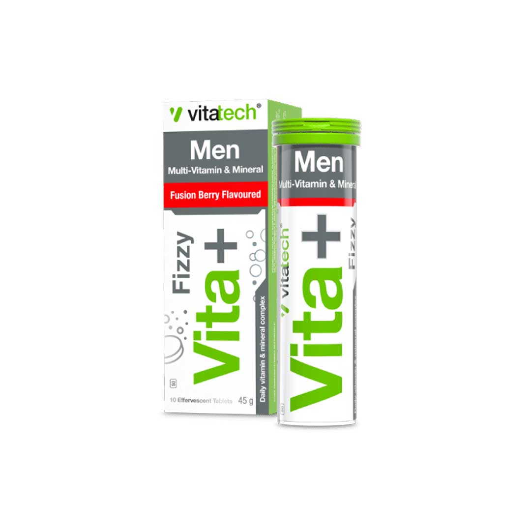 Vitatech Vita+ Men Multi Vitamin & Mineral Fusion Berry Effervescent, 10's