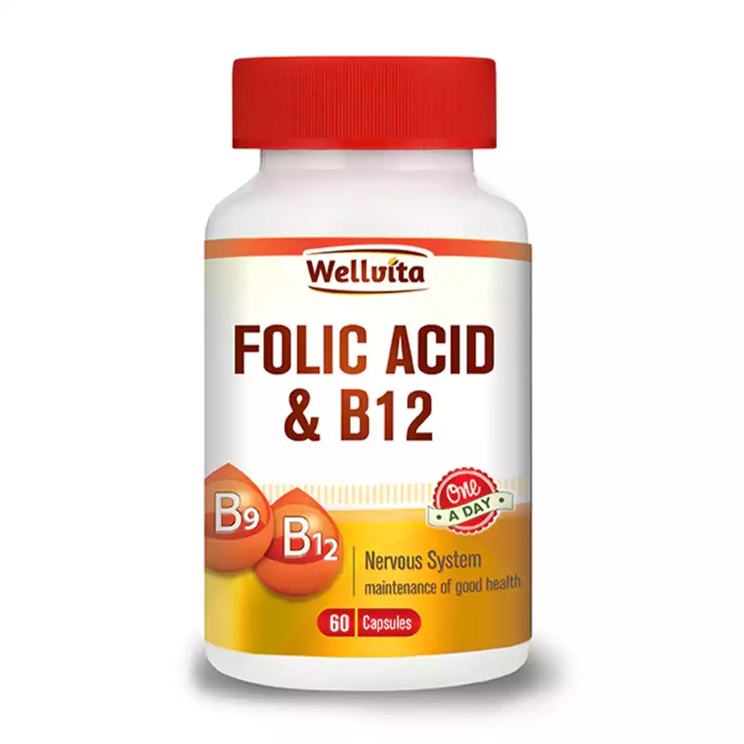 Wellvita Folic Acid & B12 Capsules, 60's