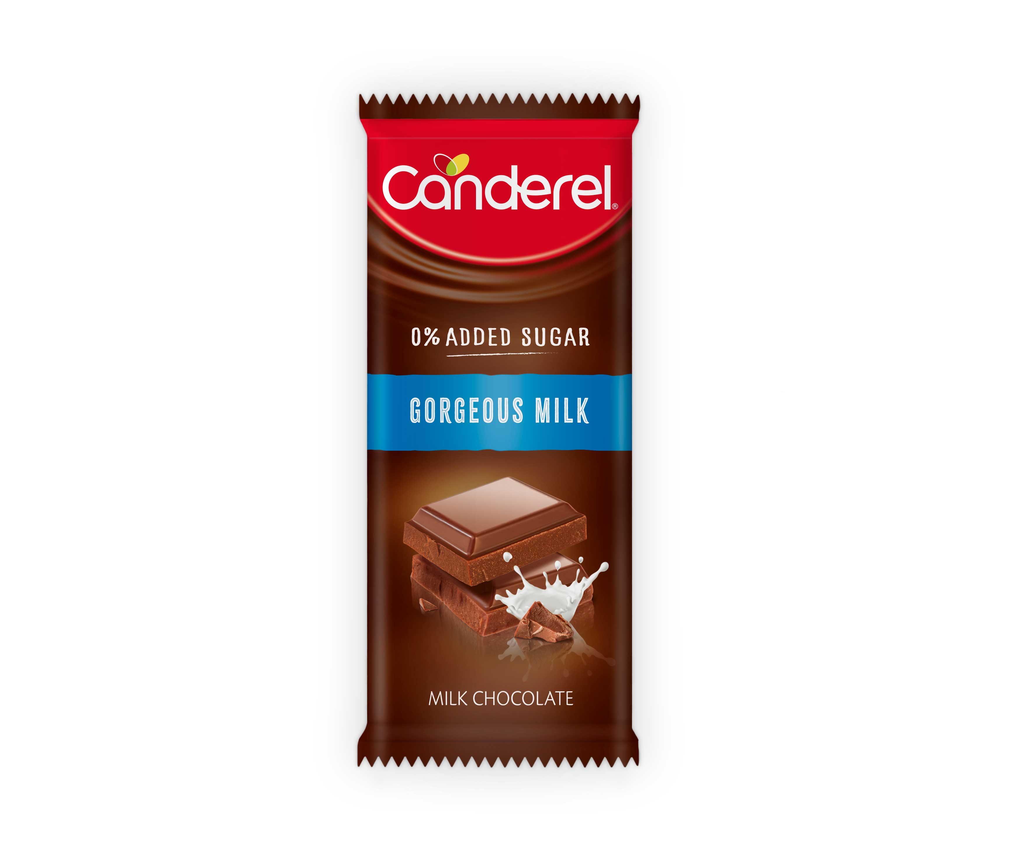 Canderel 0% Added Sugar Gorgeous Milk Chocolate Bar, 100g