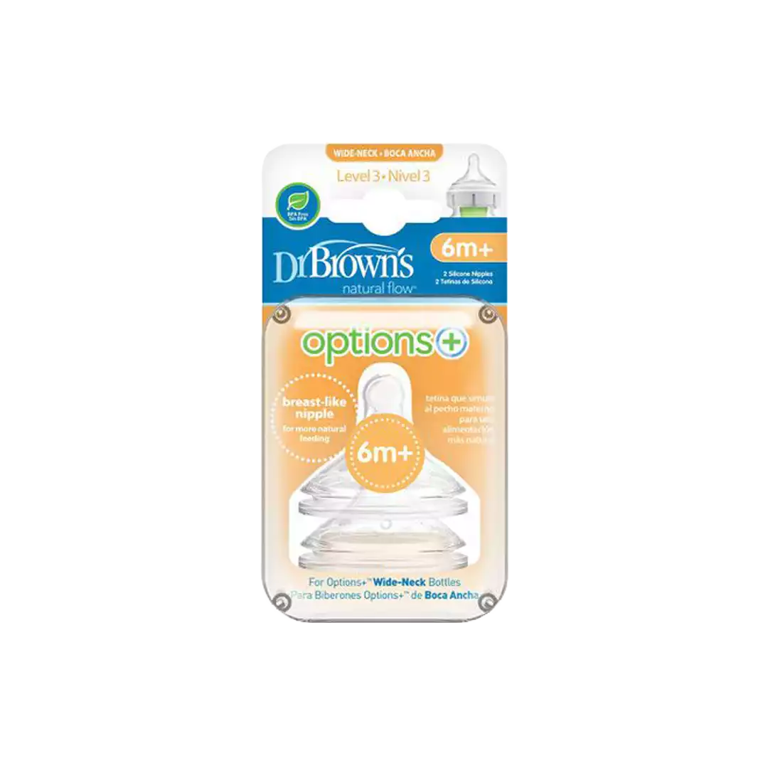 Dr Brown's Options+ Wide Neck 6 Months+ Level 3, 2 Pack