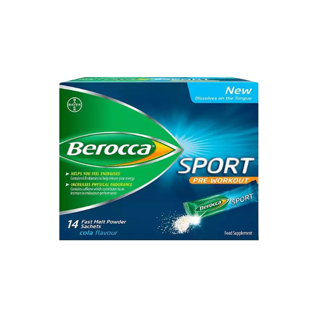 Berocca Sport Pre-Workout Cola Flavour Fast Melt Powder Sachets, 14's