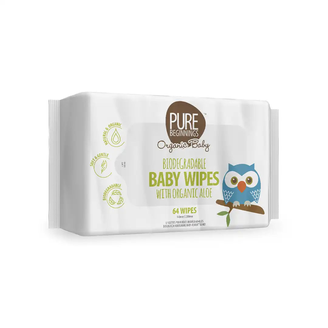 Pure Beginnings Biodegradable Aloe Baby Wipes Pack, 64's
