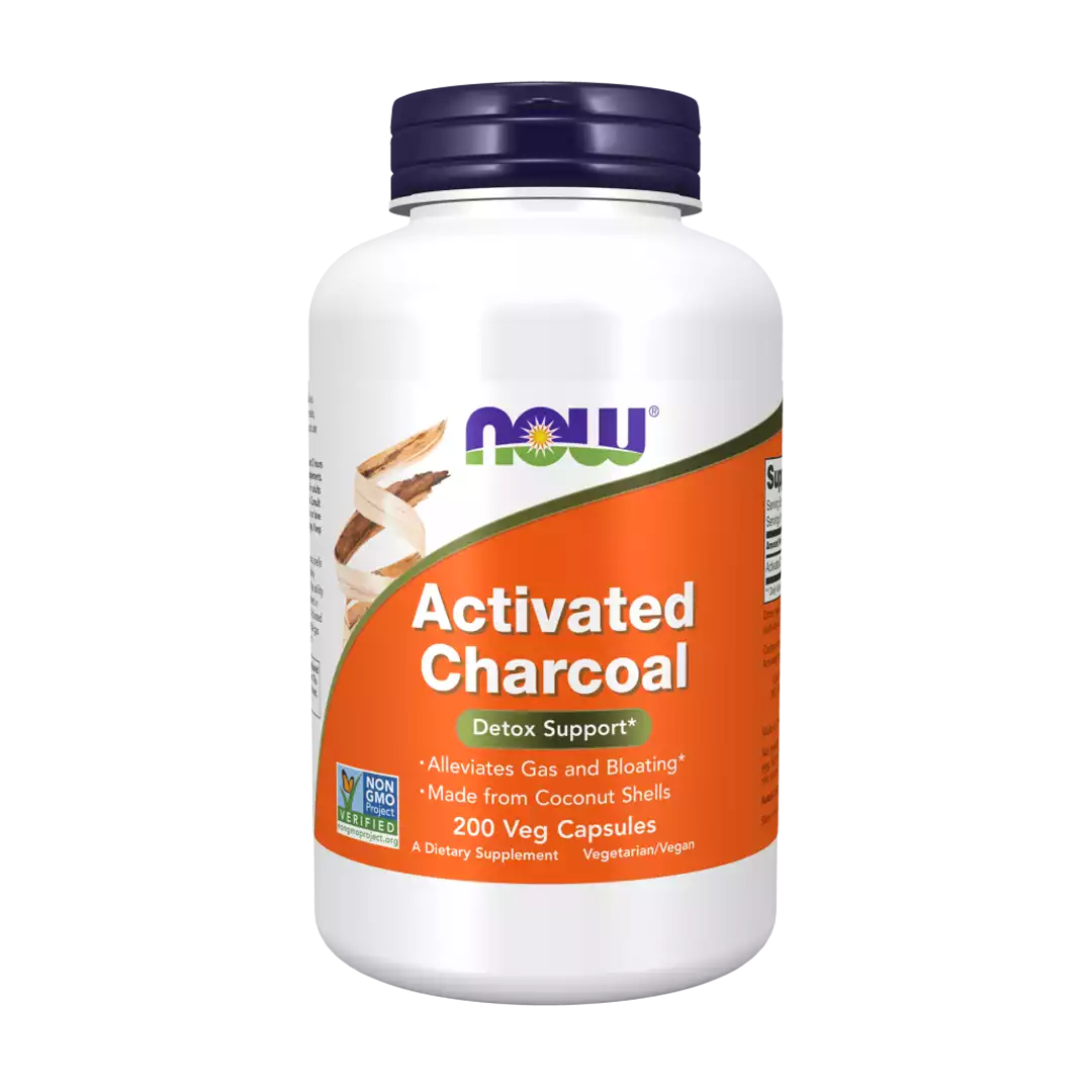 NOW Foods Activated Charcoal Veg Capsules, 200's