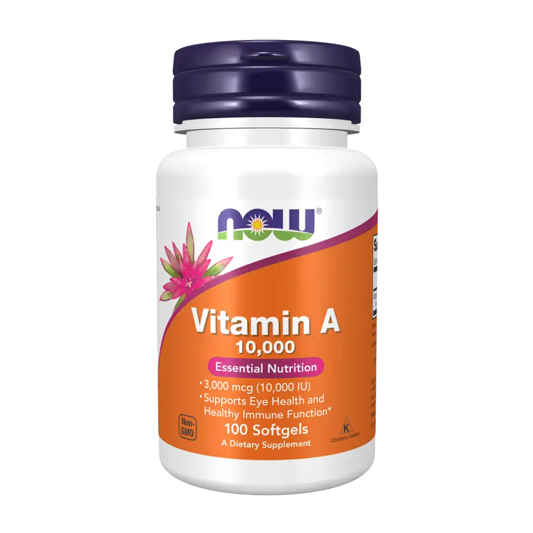 NOW Foods Vitamin A 10 000 Softgels, 100's