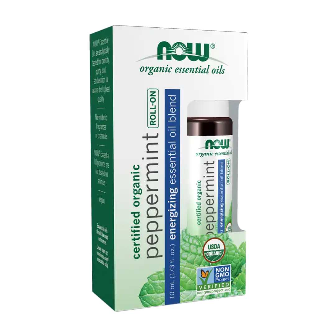 NOW Foods Peppermint Essential Oil Blend, Organic Roll-On, 10ml