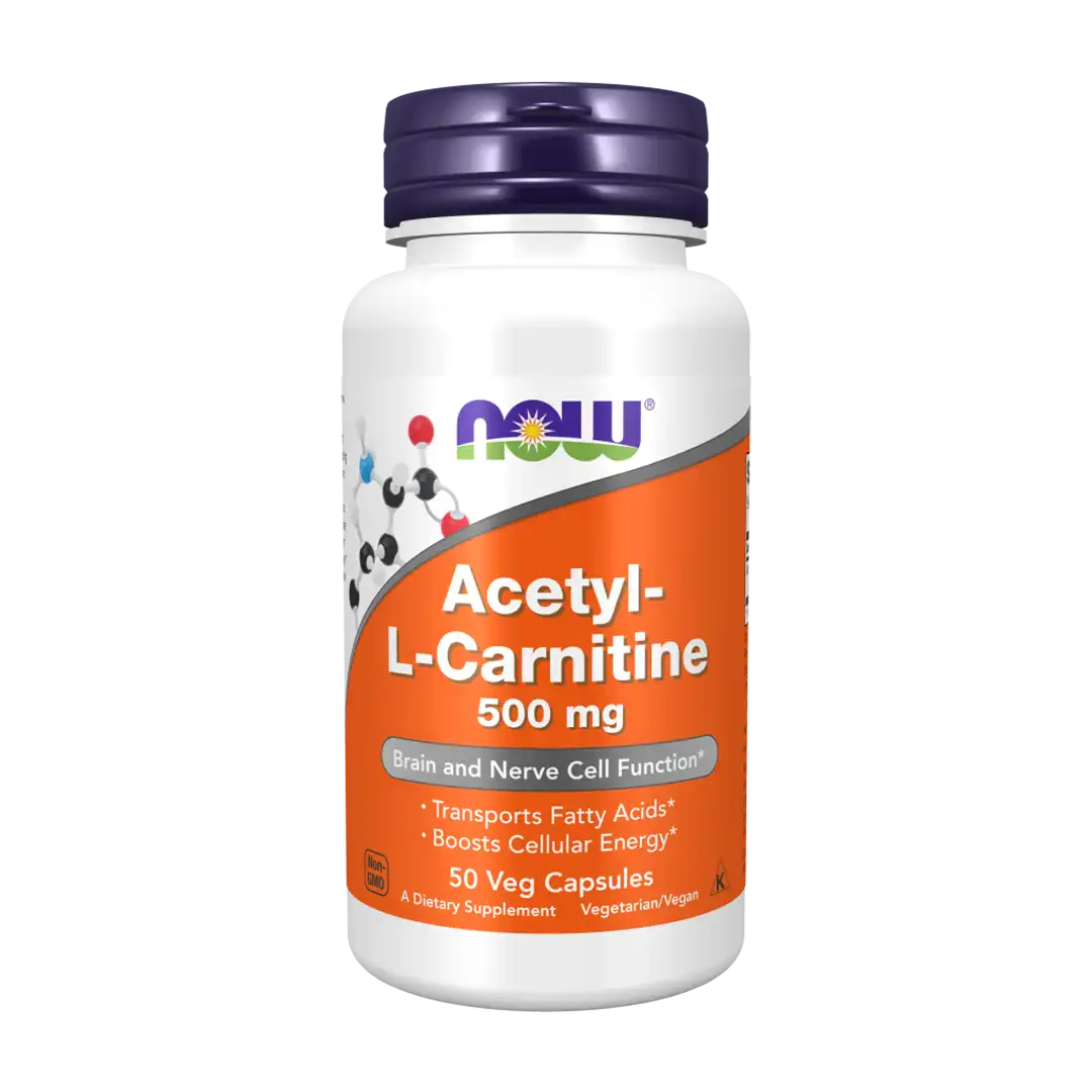 NOW Foods Acetyl-L-Carnitine 500mg Veg Capsules, 50's