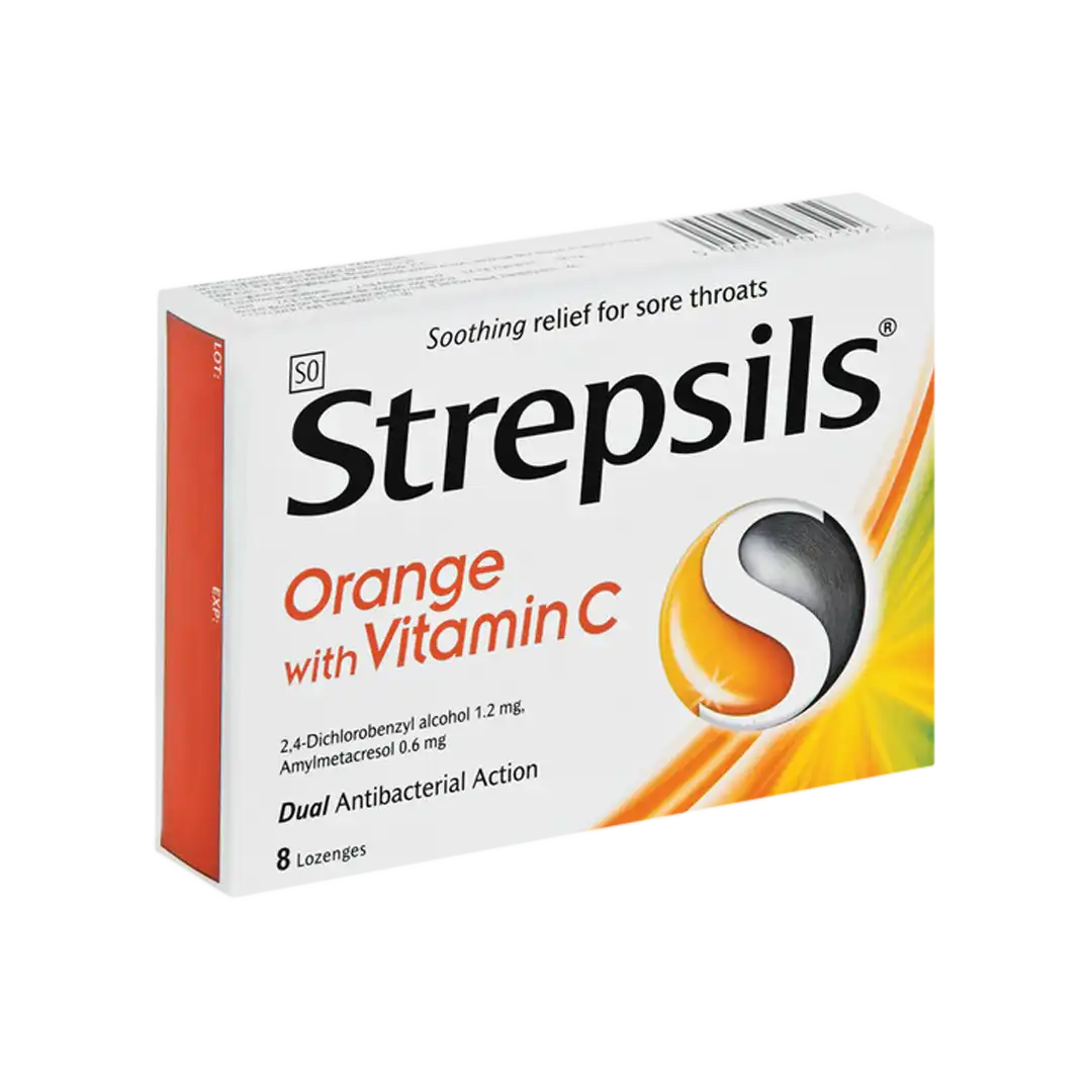 Strepsils Lozenges Orange with Vitamin C, 8's