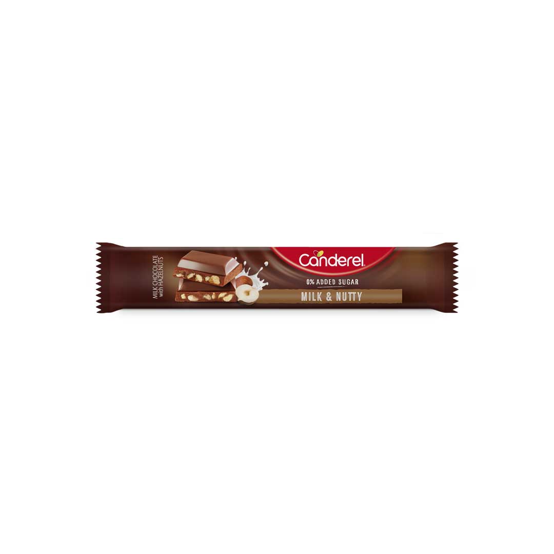 Canderel 0% Added Sugar Milk & Nutty Chocolate Bar, 27g