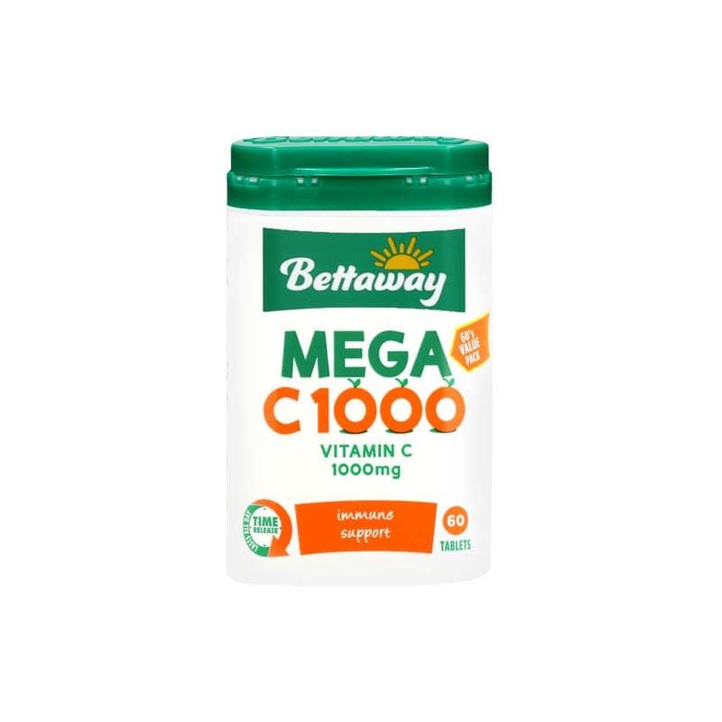 Bettaway Vitamins Bettaway Mega C 1000mg Tabs 60’s Bettaway Mega C 1000mg Tabs, 30’s